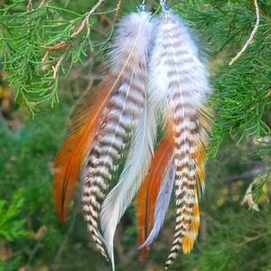 Rooster feather handmade earrings